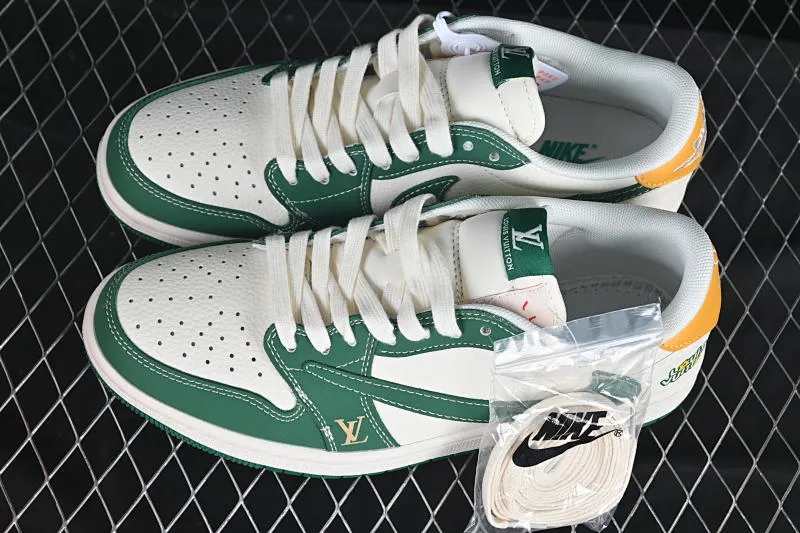 All categories Air Jordan Jordan series basketball shoes Air Jordan 1 Low high-end customized low-top sneakers Travis Scott x Fragment Design x Air Jordan 1 Low OG SP AJ1 Joe 1 LV joint green and yellow tail low-top cultural and casual sneakers ZH2598-161